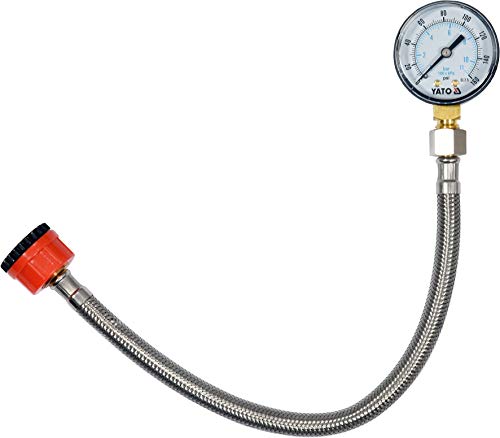 YATO Profi Wasserdruckmesser mit Manometer und Edelstahlschlauch, 3/4 und...