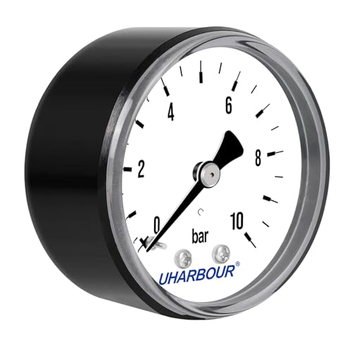 UHARBOUR Manometer Wasser 0-10 Bar, Manometer 1/4 Zoll, Manometer Druckluft...